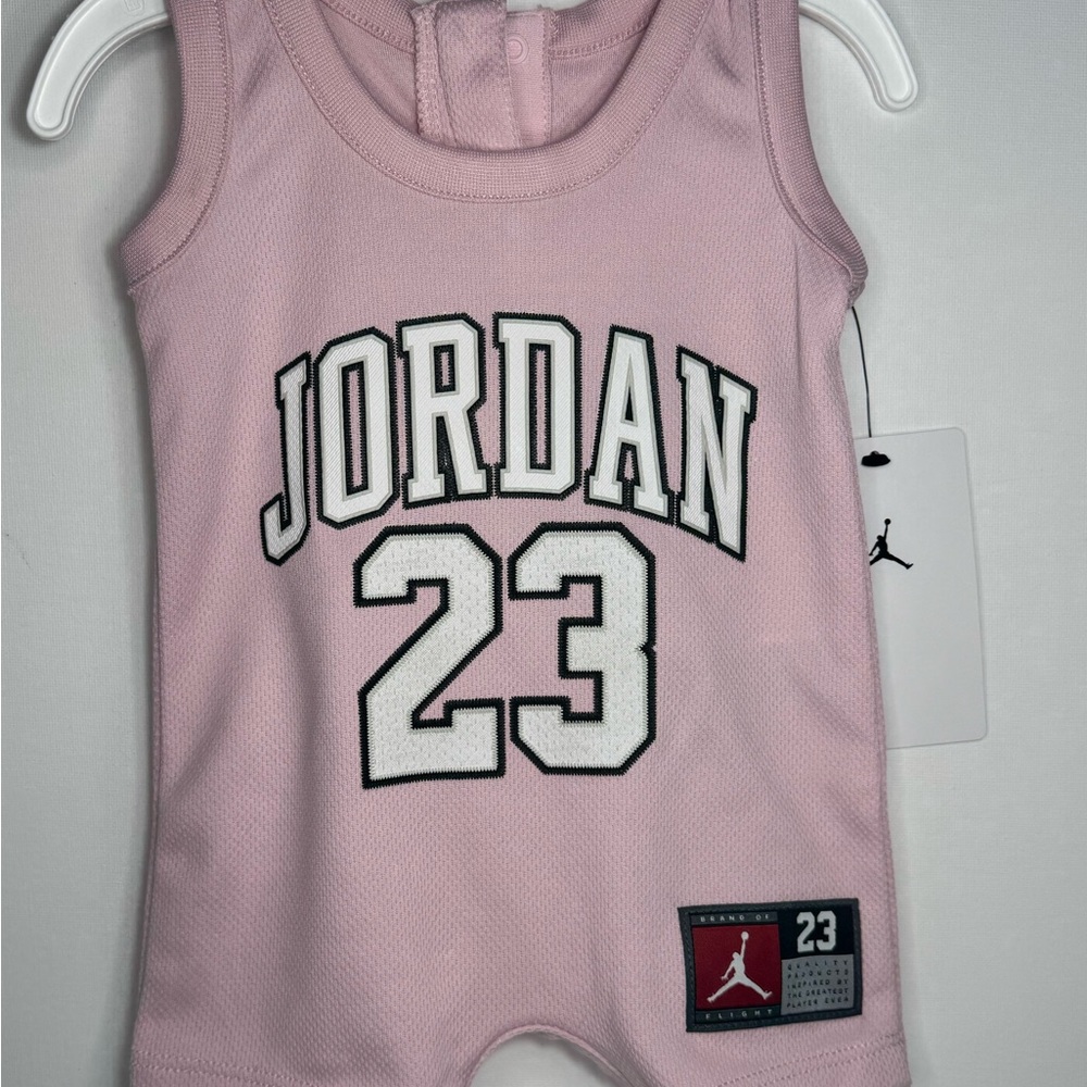 Jordan Infant Pink Romper with Logo and Number 23 - Picture 4 of 5